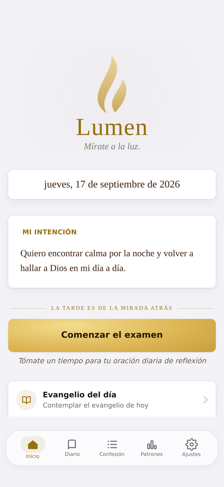 Lumen, pantalla de inicio por la noche