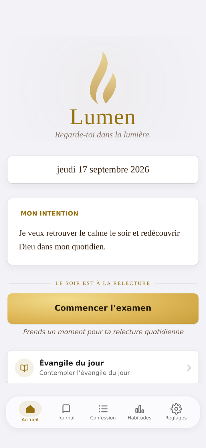 Lumen, écran d'accueil le soir