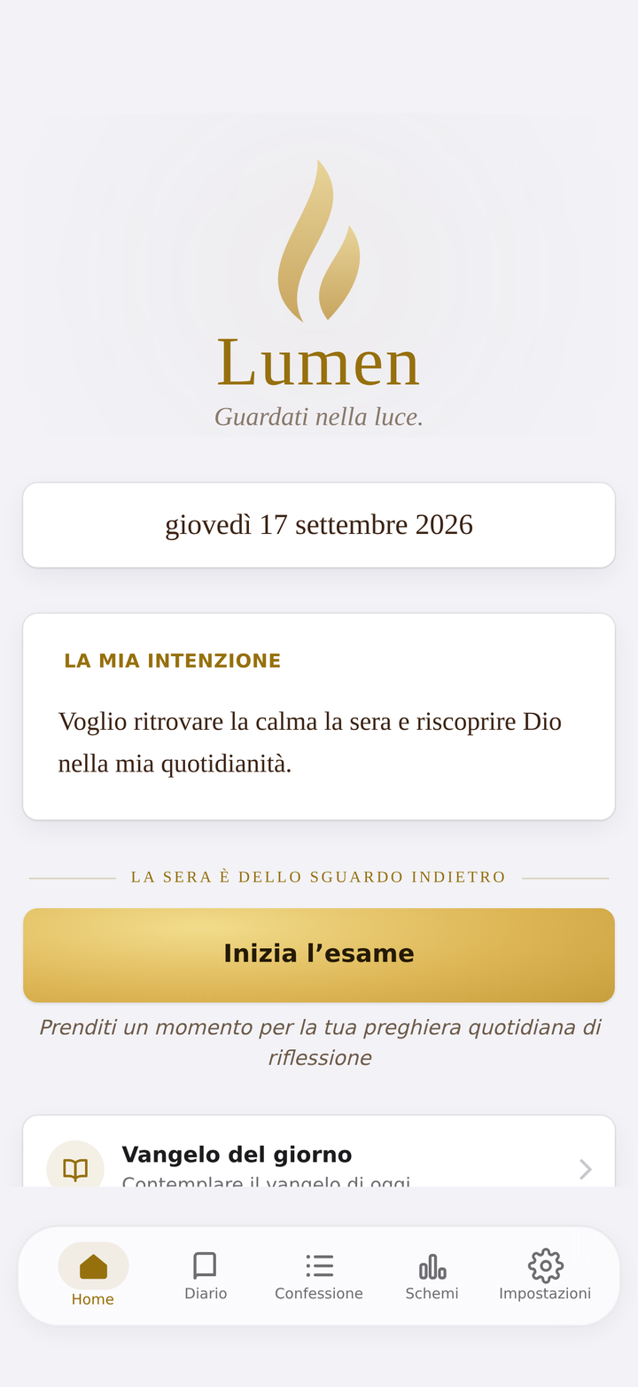 Lumen, schermata iniziale la sera
