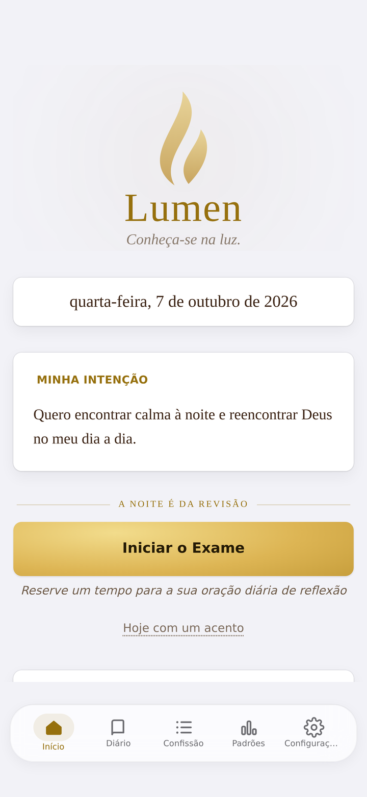 Tela inicial do Lumen à noite