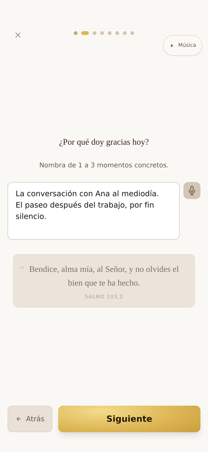 Lumen, examen, paso de gratitud