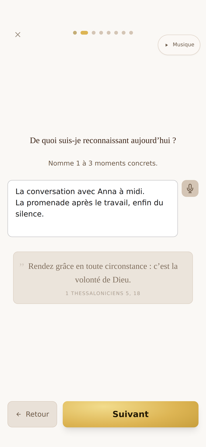 Lumen, examen, étape de la gratitude